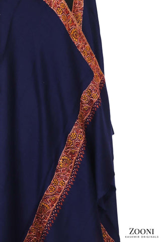 Hand Embroidered Kashmiri Neem Doar Shawl - Blue - Zooni | Kashmir Originals Hand Embroidered Kashmiri Neem Doar Shawl - Blue - Zooni | Kashmir Originals