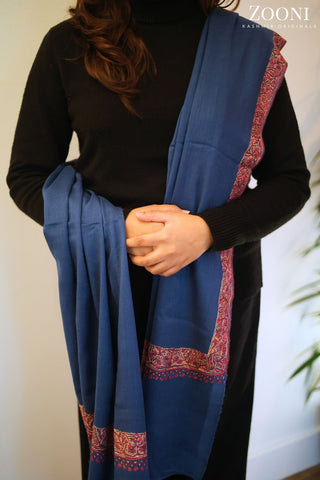 Hand Embroidered Neem Doar Embroidery Shawl - Blue Hand Embroidered Neem Doar Embroidery Shawl - Blue