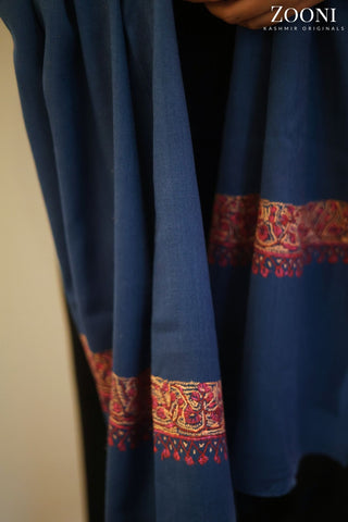 Hand Embroidered Neem Doar Embroidery Shawl - Blue Hand Embroidered Neem Doar Embroidery Shawl - Blue