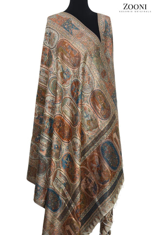 Superfine Kaani Jaamawar Silk Summer Shawl - Zooni | Kashmir Originals Superfine Kaani Jaamawar Silk Summer Shawl - Zooni | Kashmir Originals