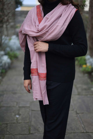 Hand Embroidered Neem Doar Embroidery Shawl - Light Pink Hand Embroidered Neem Doar Embroidery Shawl - Light Pink