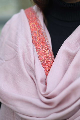 Hand Embroidered Neem Doar Embroidery Shawl - Light Pink Hand Embroidered Neem Doar Embroidery Shawl - Light Pink