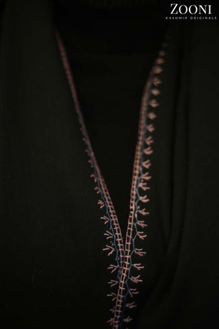 Hand Embroidered Palla Embroidery Stole/Wrap - Black Hand Embroidered Palla Embroidery Stole/Wrap - Black