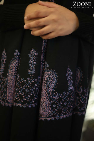 Hand Embroidered Palla Embroidery Stole/Wrap - Black Hand Embroidered Palla Embroidery Stole/Wrap - Black