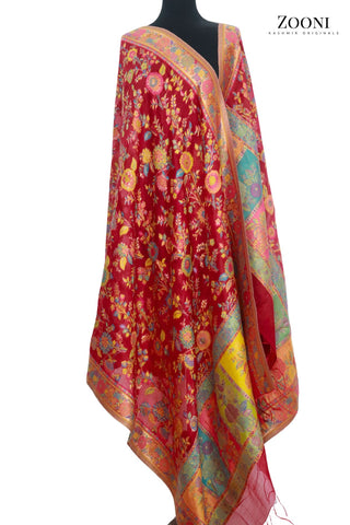 Superfine Kaani Jaamawar Silk Summer Shawl Superfine Kaani Jaamawar Silk Summer Shawl