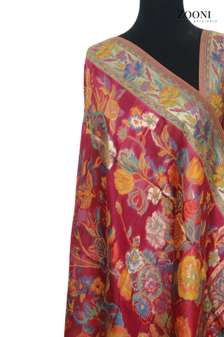 Superfine Kaani Jaamawar Silk Summer Shawl Superfine Kaani Jaamawar Silk Summer Shawl
