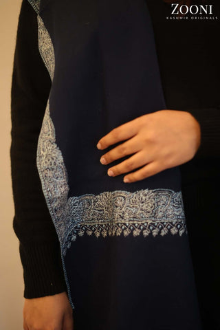 Hand Embroidered Neem Doar Embroidery Shawl - Navy Hand Embroidered Neem Doar Embroidery Shawl - Navy