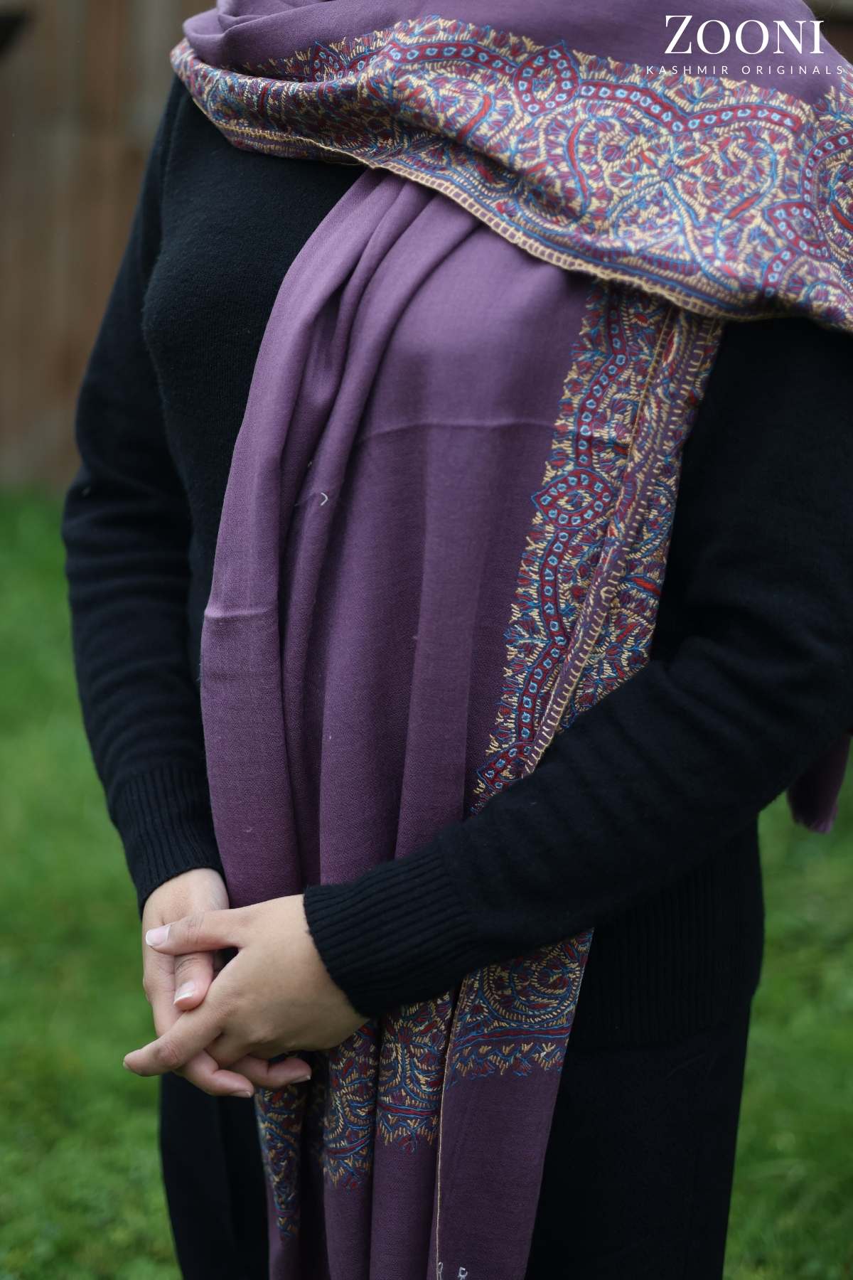 Hand Embroidered Kalam Doar Embroidery Shawl - Voila