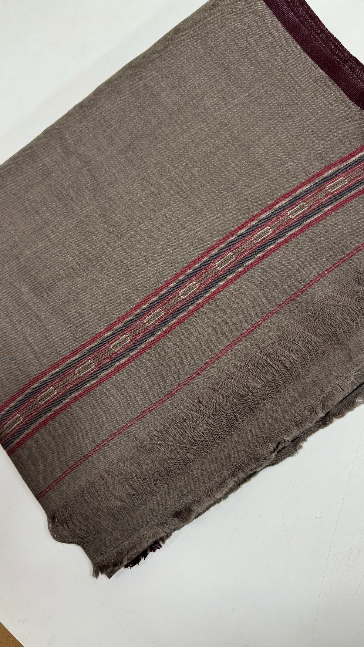 Royal Luxury Woollen Men's Dussa Shawl (Double Layer) - Gray