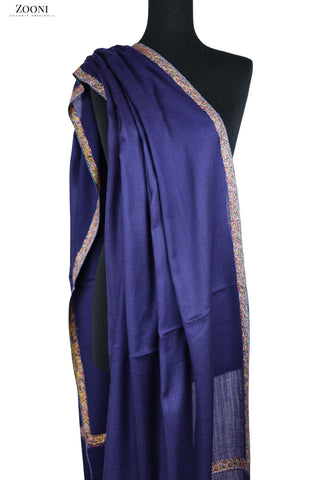 Hand Embroidered Kashmiri Hashia Shawl - Blue - Zooni | Kashmir Originals Hand Embroidered Kashmiri Hashia Shawl - Blue - Zooni | Kashmir Originals