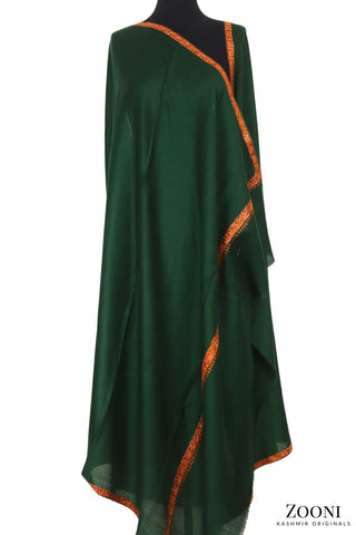 Hand Embroidered Kashmiri Hashia Shawl - Emerald Green - Zooni | Kashmir Originals Hand Embroidered Kashmiri Hashia Shawl - Emerald Green - Zooni | Kashmir Originals