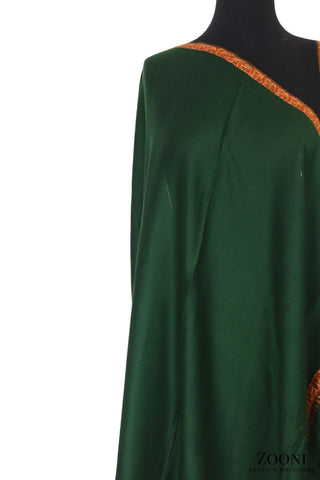 Hand Embroidered Kashmiri Hashia Shawl - Emerald Green - Zooni | Kashmir Originals Hand Embroidered Kashmiri Hashia Shawl - Emerald Green - Zooni | Kashmir Originals