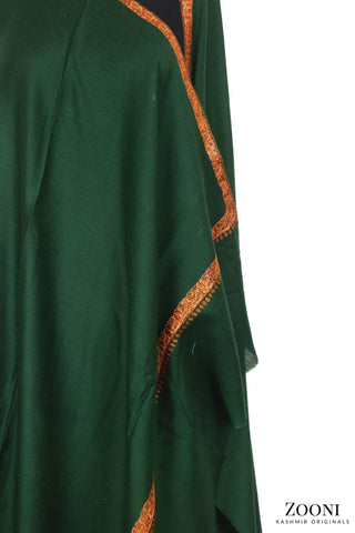 Hand Embroidered Kashmiri Hashia Shawl - Emerald Green - Zooni | Kashmir Originals Hand Embroidered Kashmiri Hashia Shawl - Emerald Green - Zooni | Kashmir Originals
