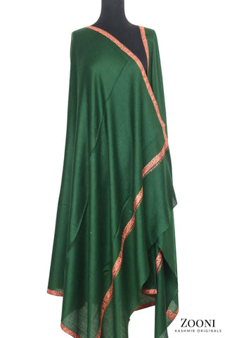 Hand Embroidered Kashmiri Hashia Shawl - Green - Zooni | Kashmir Originals Hand Embroidered Kashmiri Hashia Shawl - Green - Zooni | Kashmir Originals