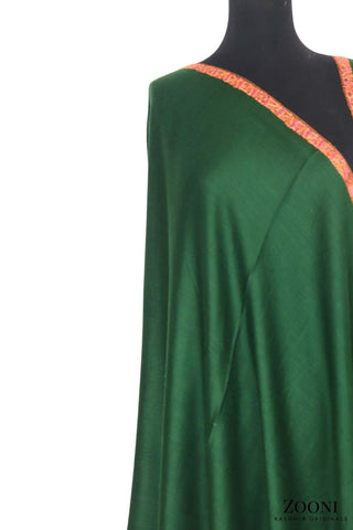 Hand Embroidered Kashmiri Hashia Shawl - Green - Zooni | Kashmir Originals Hand Embroidered Kashmiri Hashia Shawl - Green - Zooni | Kashmir Originals