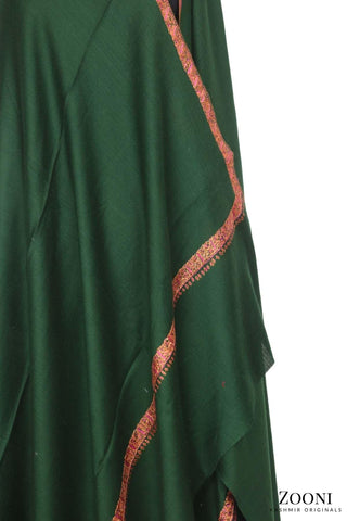 Hand Embroidered Kashmiri Hashia Shawl - Green - Zooni | Kashmir Originals Hand Embroidered Kashmiri Hashia Shawl - Green - Zooni | Kashmir Originals