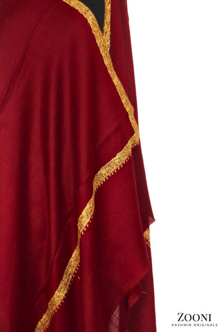 Hand Embroidered Kashmiri Hashia Shawl - Red - Zooni | Kashmir Originals Hand Embroidered Kashmiri Hashia Shawl - Red - Zooni | Kashmir Originals
