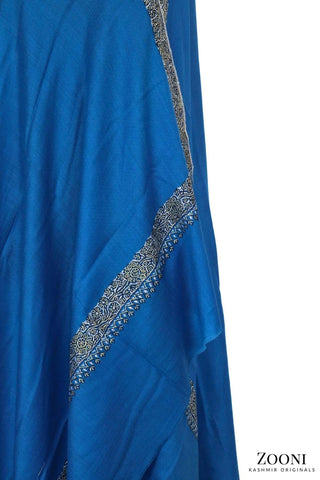 Hand Embroidered Kashmiri Neem Doar Shawl - Blue - Zooni | Kashmir Originals Hand Embroidered Kashmiri Neem Doar Shawl - Blue - Zooni | Kashmir Originals