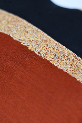 Hand Embroidered Kashmiri Neem Doar Shawl - Orange - Zooni | Kashmir Originals Hand Embroidered Kashmiri Neem Doar Shawl - Orange - Zooni | Kashmir Originals