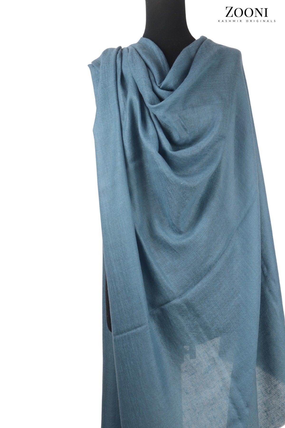 Pure Himalayan Pashmina Plain Shawl (Extra Soft) - Kashmir Blue - Zooni | Kashmir Originals