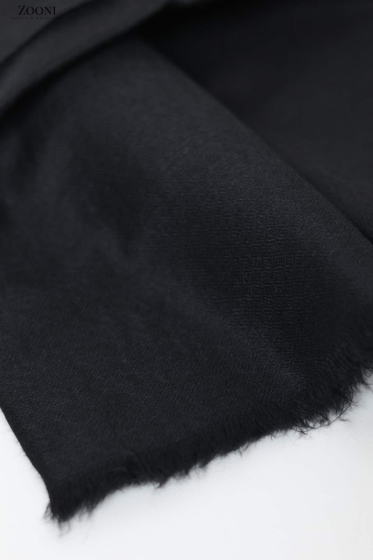 Pure Himalayan Pashmina Plain Shawl (Extra Soft) - Night's Watch Black - Zooni | Kashmir Originals