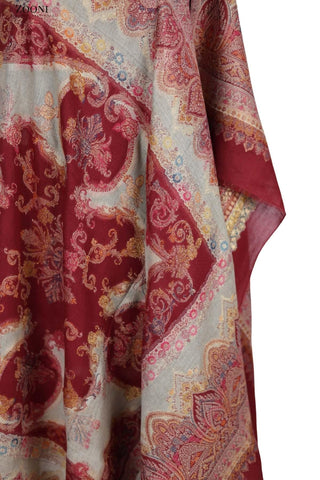 Pure Merino Kaani Cutting Shawl with Zari - Red - Zooni | Kashmir Originals Pure Merino Kaani Cutting Shawl with Zari - Red - Zooni | Kashmir Originals