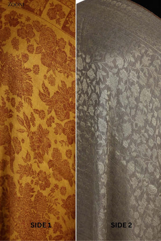 Reversible Kaani x Moonlight Merino Wool Shawl - Mustard - Zooni | Kashmir Originals Reversible Kaani x Moonlight Merino Wool Shawl - Mustard - Zooni | Kashmir Originals