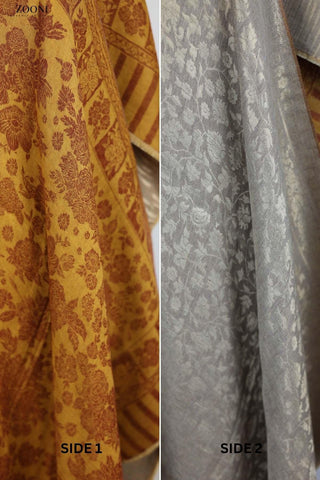 Reversible Kaani x Moonlight Merino Wool Shawl - Mustard - Zooni | Kashmir Originals Reversible Kaani x Moonlight Merino Wool Shawl - Mustard - Zooni | Kashmir Originals