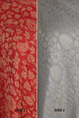 Reversible Kaani x Moonlight Merino Wool Shawl - Red - Zooni | Kashmir Originals Reversible Kaani x Moonlight Merino Wool Shawl - Red - Zooni | Kashmir Originals