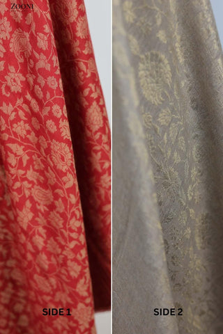 Reversible Kaani x Moonlight Merino Wool Shawl - Red - Zooni | Kashmir Originals Reversible Kaani x Moonlight Merino Wool Shawl - Red - Zooni | Kashmir Originals