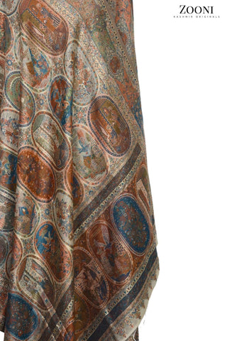 Superfine Kaani Jaamawar Silk Summer Shawl - Zooni | Kashmir Originals Superfine Kaani Jaamawar Silk Summer Shawl - Zooni | Kashmir Originals