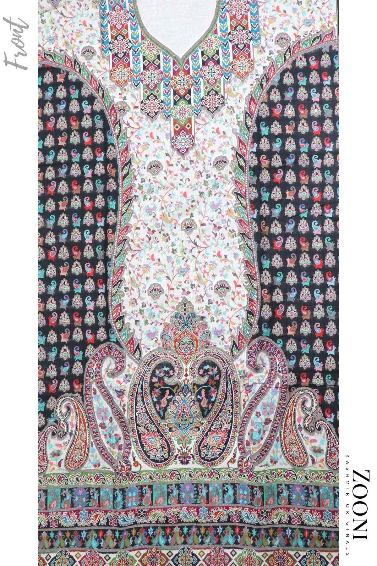 Limited Edition 3 Piece Woollen Blend Kaani Weave Unstitched Winter Suit - Charade - Zooni | Kashmir Originals