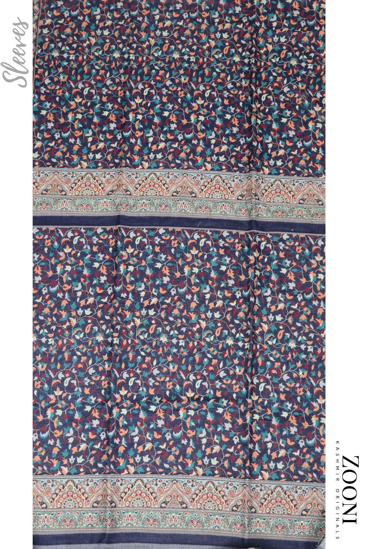 Limited Edition 3 Piece Woollen Blend Kaani Weave Unstitched Winter Suit - Deep Blue - Zooni | Kashmir Originals