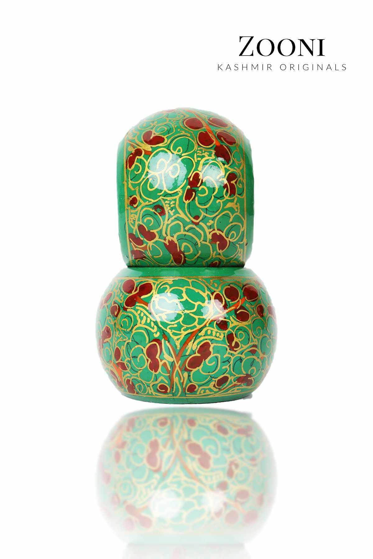 Pair of Handmade Papier Mache Napkin Rings - Lime Green - Zooni | Kashmir Originals