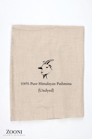 Pure Himalayan Pashmina Plain Shawl (Extra Soft) - Natural Rare Off-White Goat (Undyed) - Zooni | Kashmir Originals Pure Himalayan Pashmina Plain Shawl (Extra Soft) - Natural Rare Off-White Goat (Undyed) - Zooni | Kashmir Originals