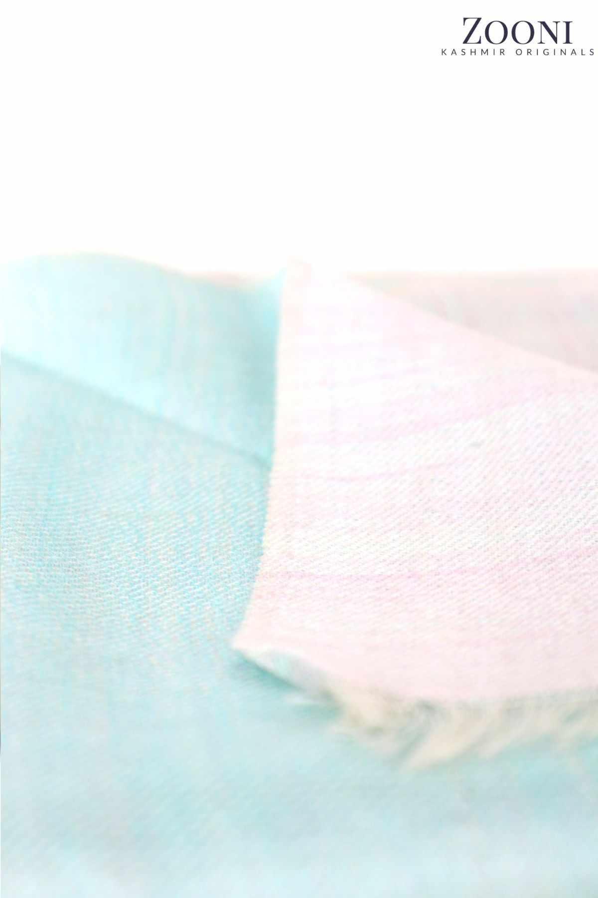 Reversible Cross Pashmina Stole - Mint Tulip and Quill Gray - Zooni | Kashmir Originals