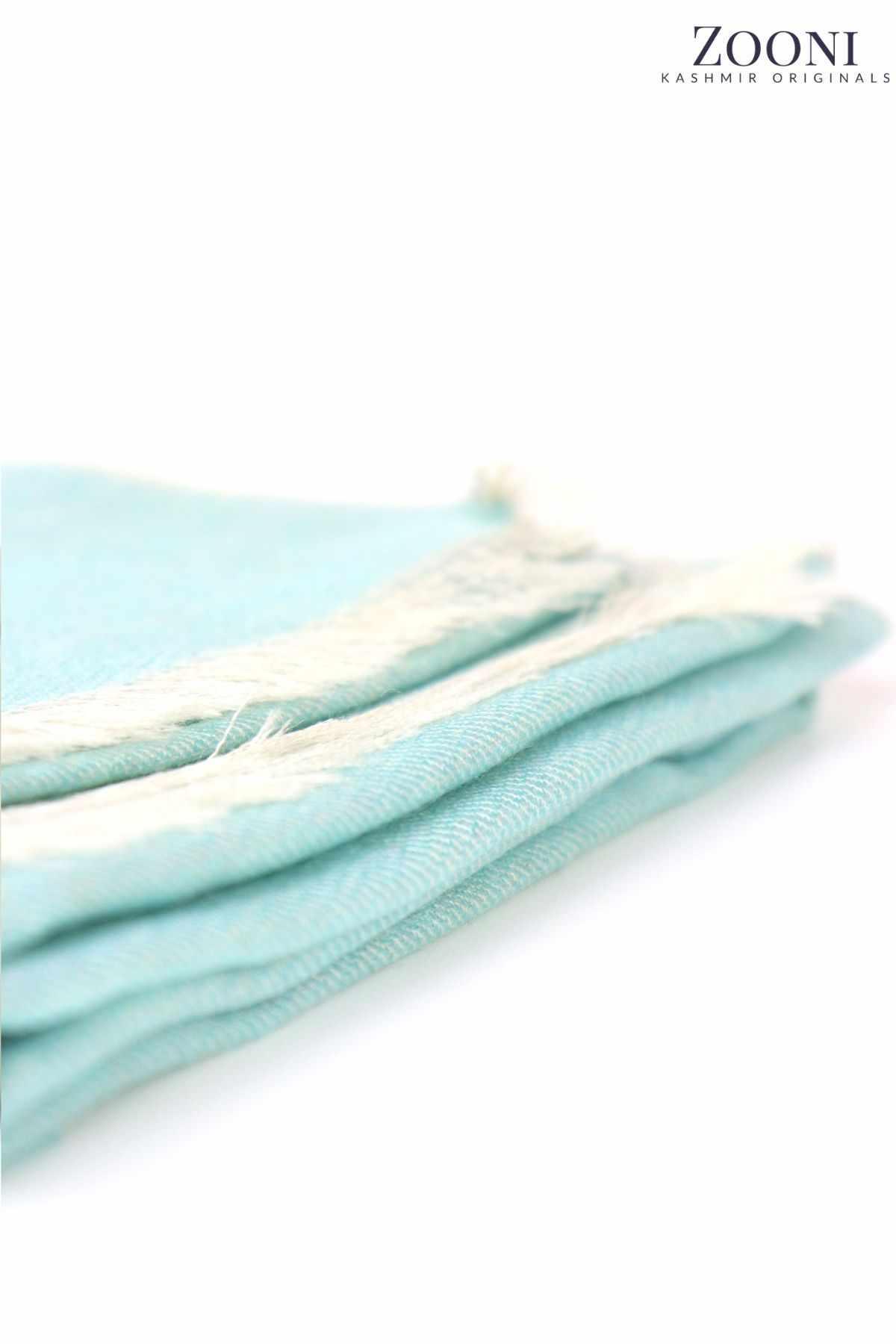Reversible Cross Pashmina Stole - Mint Tulip and Quill Gray - Zooni | Kashmir Originals