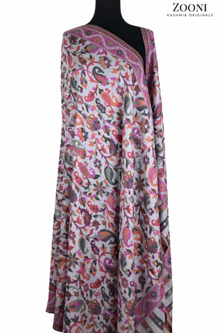 Superfine Pure Merino Kaani Jaamawar Shawl - Cannon Pink Waves - Zooni | Kashmir Originals Superfine Pure Merino Kaani Jaamawar Shawl - Cannon Pink Waves - Zooni | Kashmir Originals