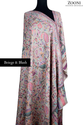 Superfine Pure Merino Kaani Jaamawar Shawl - Kashmiri Floral - Zooni | Kashmir Originals Superfine Pure Merino Kaani Jaamawar Shawl - Kashmiri Floral - Zooni | Kashmir Originals