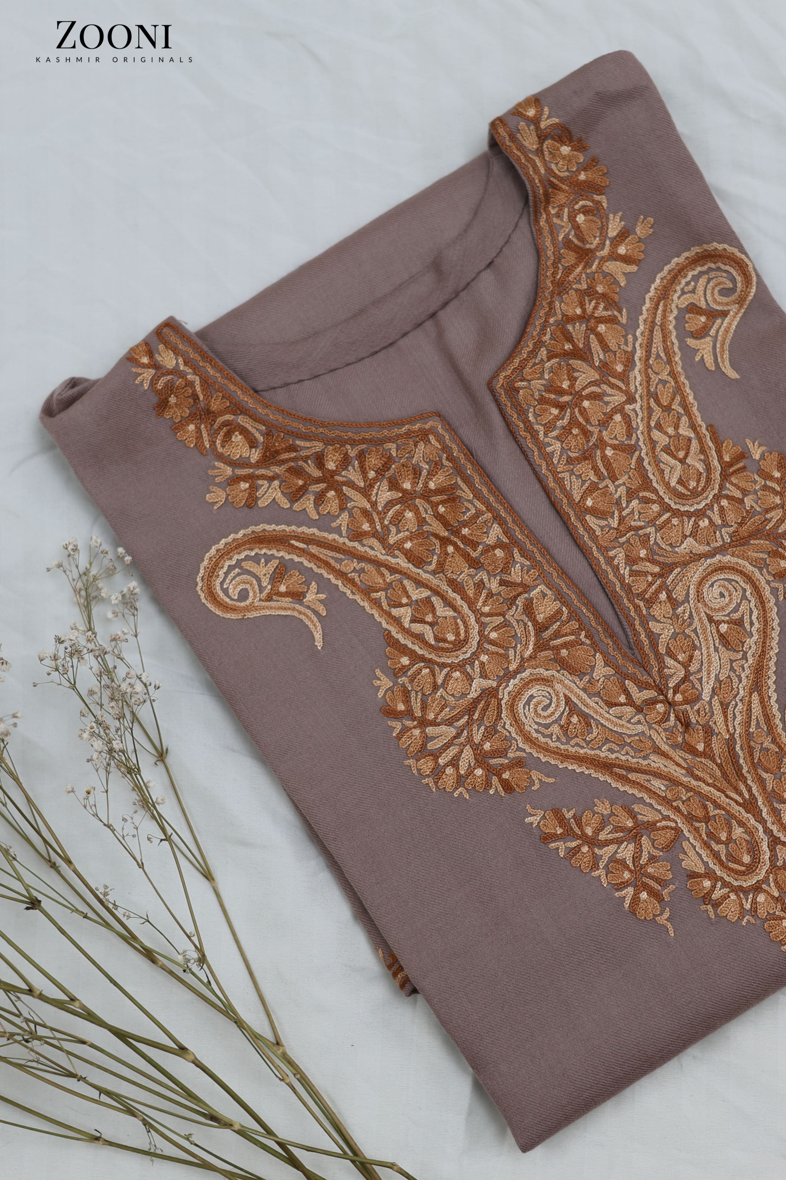 Pure Wool Hand Embroidered Kashmiri Pheran/Feran: Aari (Stitched)