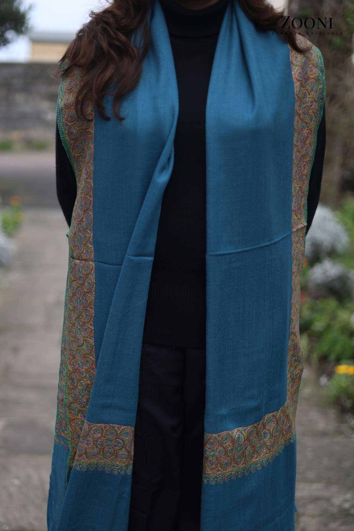 Hand Embroidered Doar Dar Embroidery Shawl - Blue