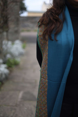 Hand Embroidered Doar Dar Embroidery Shawl - Blue