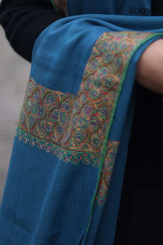 Hand Embroidered Doar Dar Embroidery Shawl - Blue