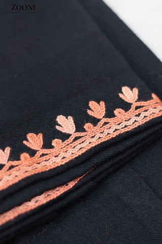 Pure Wool Hand Embroidered Kashmiri Pheran/Feran: Aari (Stitched) Black