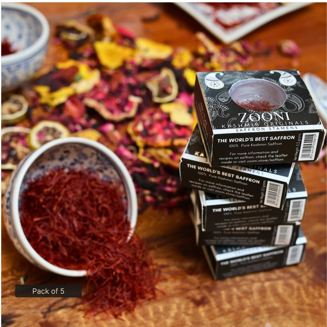 Pack of 5: 100% Pure Kashmiri Saffron | Zooni Kashmir Originals Saffron (Zafran)