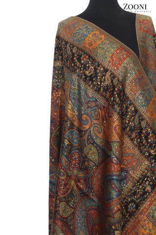 Superfine Kaani Jaamawar Silk Summer Shawl - Zooni | Kashmir Originals