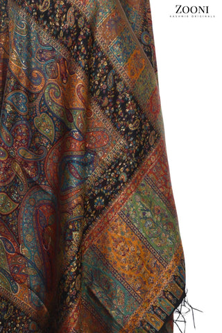 Superfine Kaani Jaamawar Silk Summer Shawl - Zooni | Kashmir Originals