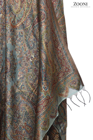 Superfine Kaani Jaamawar Silk Summer Shawl - Zooni | Kashmir Originals