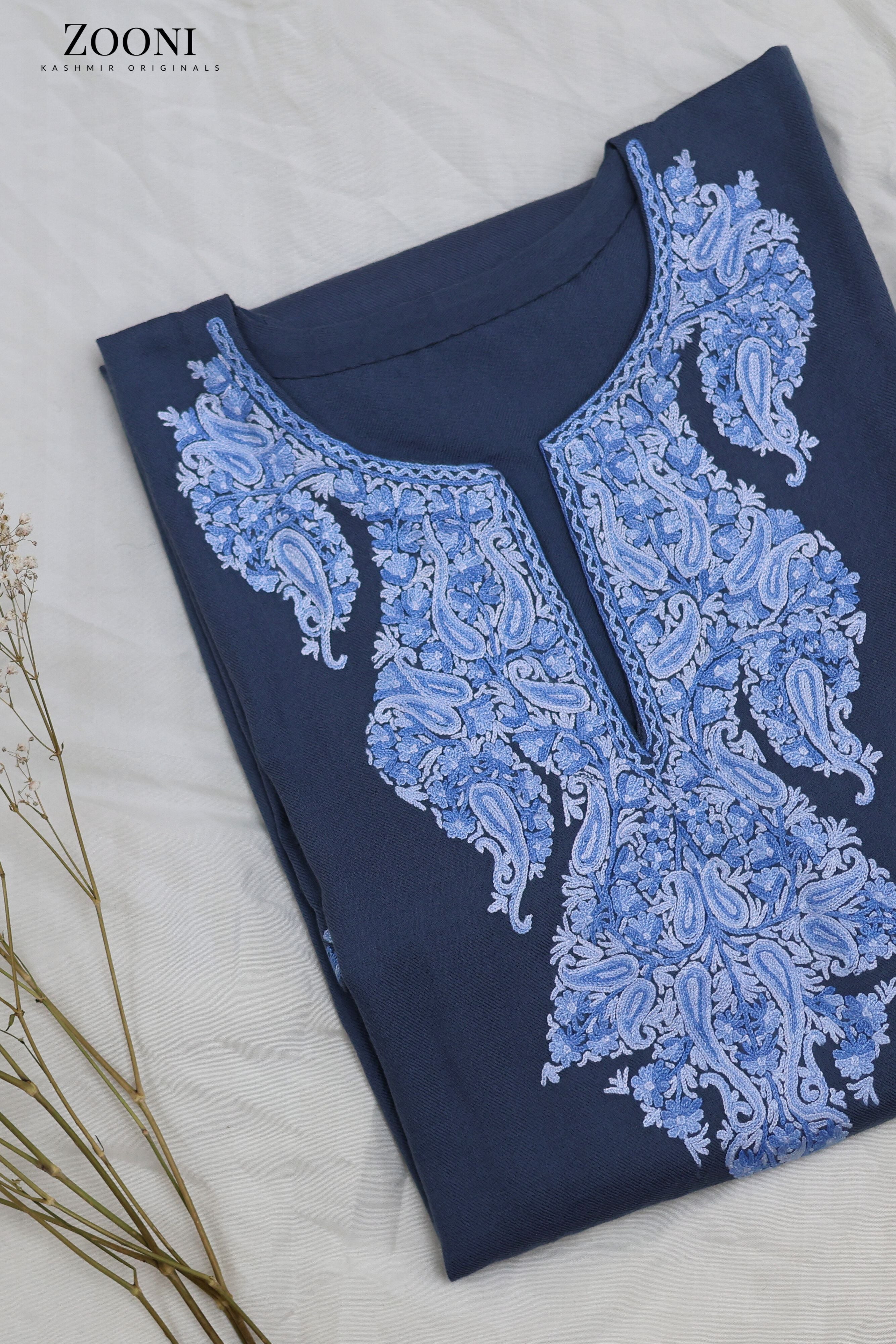 Pure Wool Hand Embroidered Kashmiri Pheran/Feran: Aari (Stitched)