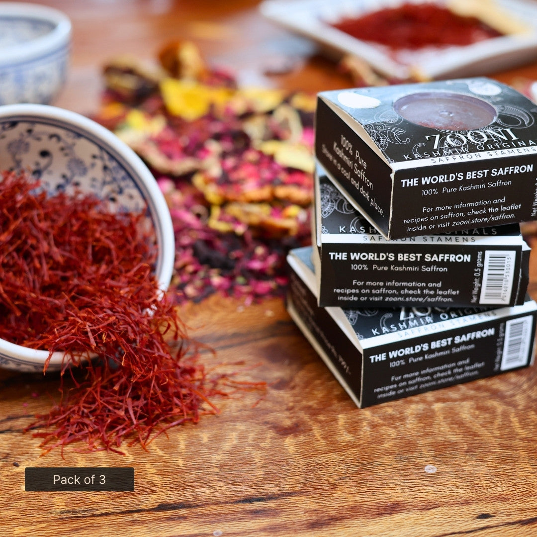 Pack of 3: 100% Pure Kashmiri Saffron | Zooni Kashmir Originals Saffron (Zafran)